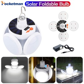 POCKETMAN Footable Solar Light, Fordable Camping Lamp for Outdoor Use, Solar Charging, 5 LED Modes