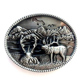 Vintage Elk Deer Belt Buckle Western Cowboy Native American (DER-05)