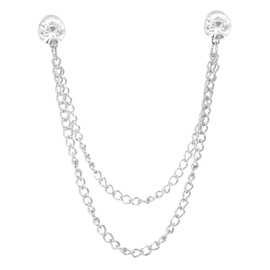 PATIKIL Rhinestone Chain Brooch Pins, Round Crystal Tassel Chain Hanging Fashion Crystal Lapel Suit Pins for Women Men Clothes Dress Bouquet Coat Hat Bag, Silver Tone (White)