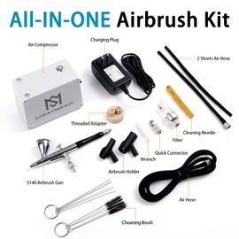 SprayMagic Airbrush Kit with Air Compressor, 50PSI Dual-Action Gravity Air Brush Gun Painting Set, Airbrush Spray Gun Kit for Models Car, Makeup, Cakes, Tattoo, Nails Art Gifts