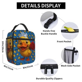 Cute Lunch bags for women men Adults work,Funny duck Lunch Bag Cooler Tote Reusable Insulated Lunch box Container for Office Picnic Travel(Yellow duck)