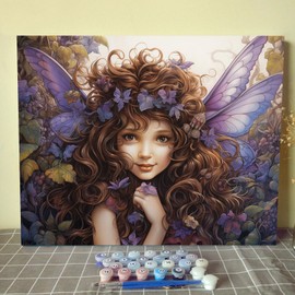 Paint by Numbers for Adults Beginner The Cute Baby Girl Surrounded by Leaves DIY Painting by Number on Canvas with Brushes and Acrylic Pigment Easy to Paint for Home Decor Gift 16x20in (Frameless)