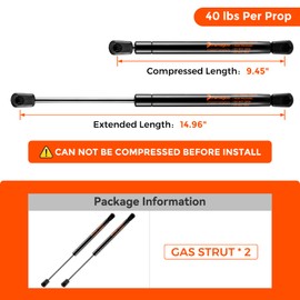 PAMAGOO PAMAGOO 15 inch 40 lbs Gas Shock C16-21702, 15" Gas Prop Spring Strut Lift for Leer Snugtop Camper Shell Rear Topper Window Pickup Cab Canopy Door Cabinets Door Toolbox Lid, 2 Pack