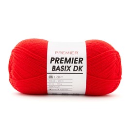Premier Yarns Basix DK Weight Yarn, Made of Acrylic, Ideal Yarn for Crocheting and Knitting, Machine-Washable, Red, 3.5 oz, 306 Yards