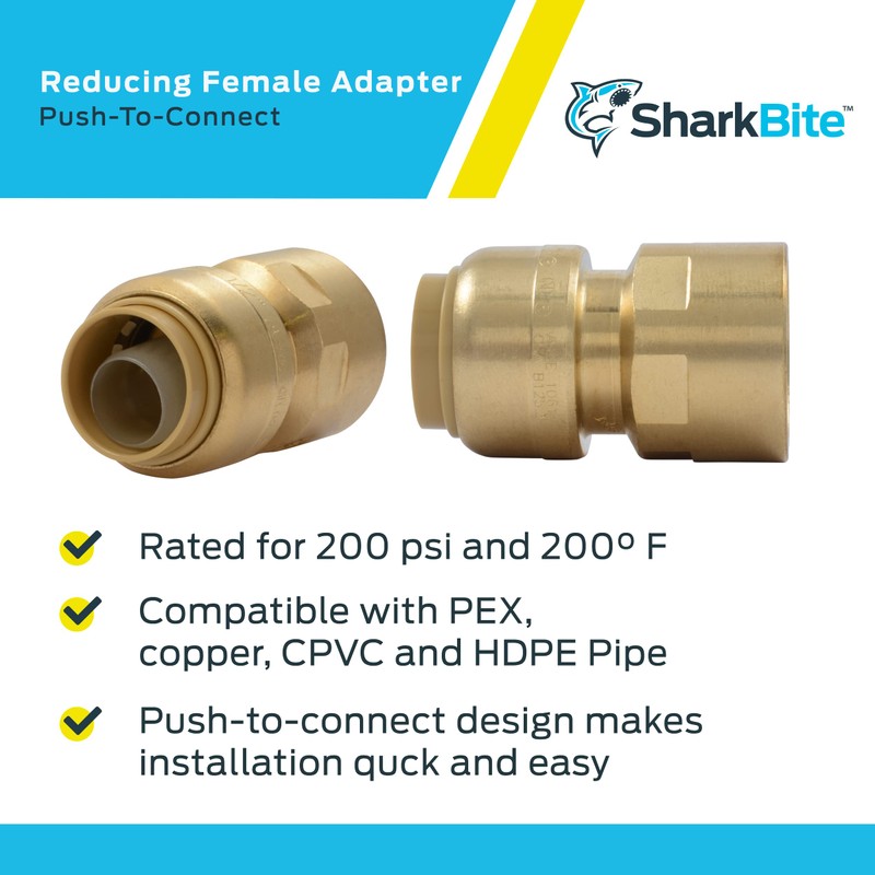 SharkBite 1/2 x 1/2 Inch FNPT Adapter, Pack of 4,