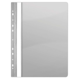 Donau 1704001PL-13 Plastic File Folder Perforated A4 Grey Plastic Durable PVC Hard Transparent Cover Clip Folder for Office and School Euro Holes Pack of 10