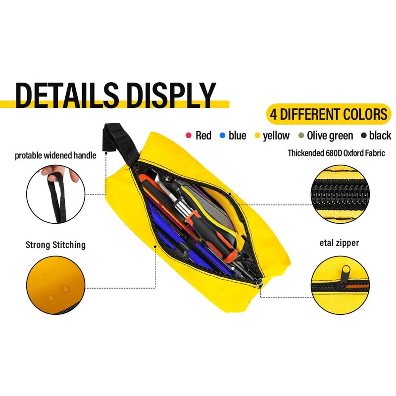 HunterBee Small Tool Bag,Heavy Duty Waterproof Fabric Tool Pouch,tool Pouch