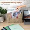 BSTKEY Natural Seagrass Wall Mounted Mail Organizer, Hand-woven Magazine Storage