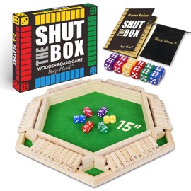 Large Shut The Box for 2-6 Players Family Game Night Quick Math Dice Game for Party Classroom Camp Bar Travel Wooden Classic Table Top Board Game for Adults and Kids Sierra la Caja Juego de Mesa