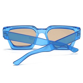 RUNHUIS Retro Thick Rectangle Sunglasses for Women Men Vintage Classic Big Sqare Frame Chunky Glasses (Blue/Champagne)