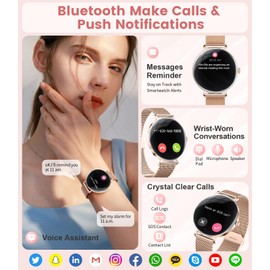 SUNKTA Smart Watch Women 6.8mm Ultra Thin Round Dial 1.43" AMOLED Rose Gold Ladies Smartwatch for Android iOS Bluetooth Phone Calls,Pedometer/Calories/Heart Rate/Sleep/SpO2 Monitor,100+ Sports Mode