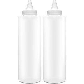 BRIGHTFROM Squeeze Bottles, Leak Proof, Wide Neck, BPA FREE Plastic, 16 OZ 2 PACK, Condiment Empty Squirt Bottle with Twist Top Cap - for Ketchup, Mustard, Syrup, Sauces, Dressing, Oil, Arts & Crafts
