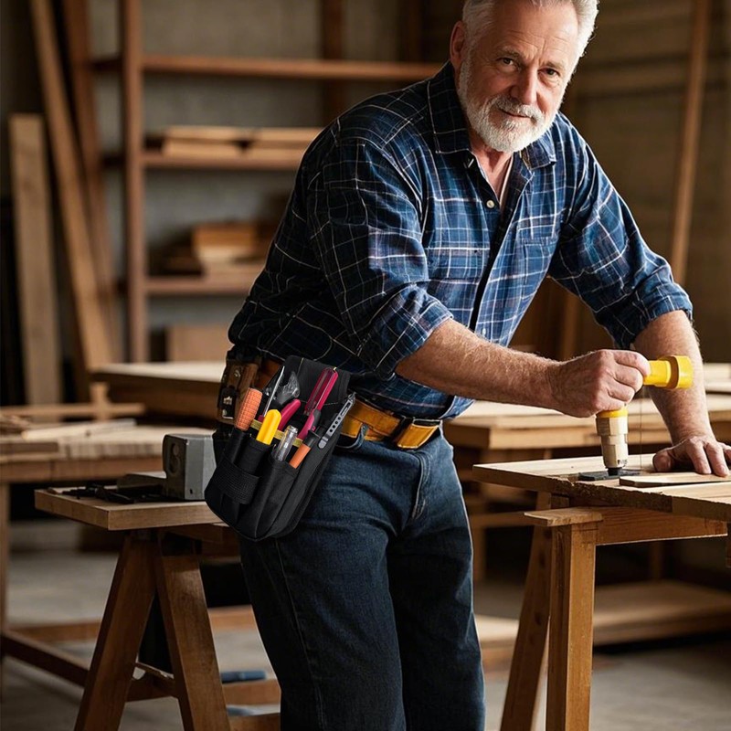 Small Tool Bag with Belt Jacket Multi Pocket Holster Case