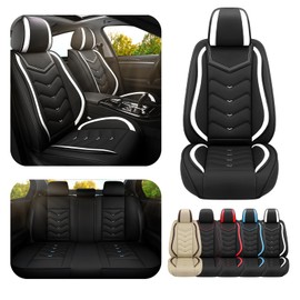 ADERN Car Seat Covers for Jaguar XJ 2000-2019, Premium Nappa Leather Car Seat Cover, Stylish Sport Seat Covers， Automobile Seat Cover Sets.(Standard 5 Seats/Black White)