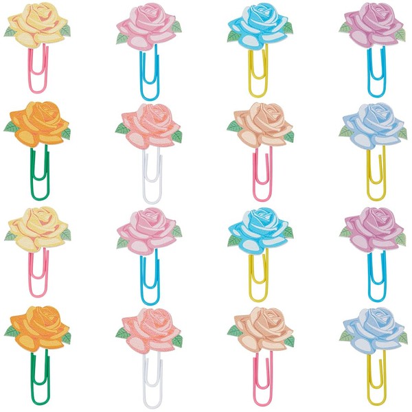 CRASPIRE 80Pcs Rose Paper Clips Flowers Leaf Binder Paperclips Clamps