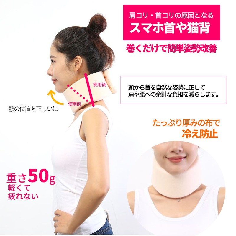 AQUALAND Neck Supporter, Soft Type, Cervical Collar, Neck Pain and