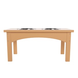 WestinTrends Elevated Modern Pet Stand Feeder Eating for Cats & Dogs Puppy, Removable Stainless Steel Bowls, UV and Weather Resistant for Indoor or Outdoor (Teak)