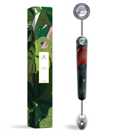 Homestia Melon Baller Natural Gemstone Handle, 9.6 inch Double Ended Headed Fruit Icecream Ball Spoon, Stainless Steel Cookie Scoop for Baking