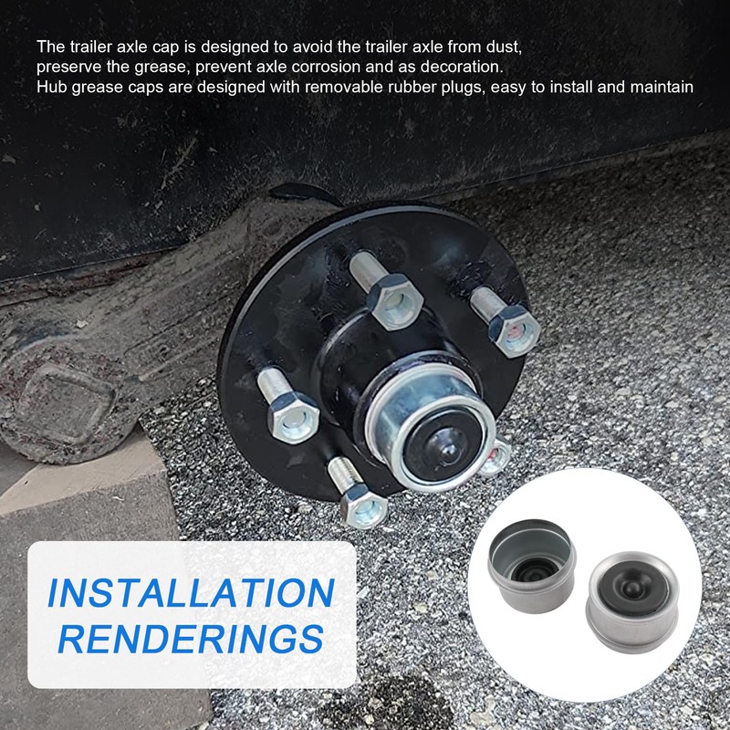 JDMSPEED 2pcs 1.98'' Trailer Axle Dust Cap Cup Grease Cover