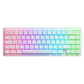 XVX M67 Jadestone Keyboard with IMD-Tech Keycaps, QMK/VIA  Gasket, RGB Hot Swappable, bluetooth:_Stellar White_Wireless