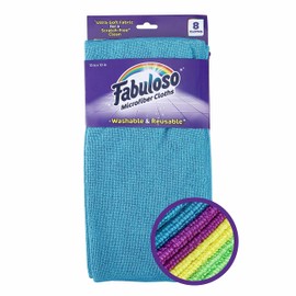 Fabuloso Microfiber Cleaning Cloths - Rainbow Colors - Lint-Free Microfiber Cloths for House, Kitchen, and Car - Reusable, Washable, Absorbent Towels for Glass, Windows & Wood Furniture - 1 Pack, 8 Ct