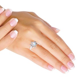 Jeweloporium 925 Silver Ring for Women White Real Rainbow Moonstone Gemstone Fashion Silver Ring Size S Mothers' Day Gift Boho Jewelry