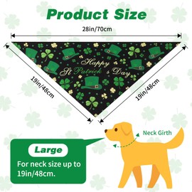 St. Patrick's Day Dog Bandanas 3 Pack, Double Layer Reversible Dog Scarf for Boy and Girl, 6 Patterns Shamrock Pet Scarf for Dog Premium Durable Dog Holiday Bandana for Medium and Large Dogs(Large)