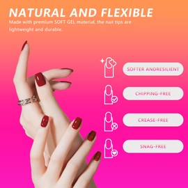 VINCAOR Extra Short Square Fake Nail Tips - 216Pcs Pre-Shaped Extra Short Square Gelly Tips for Full Cover Acrylic Nail Extensions, French Style, 12 Sizes - Perfect for DIY Salon or Professional Use