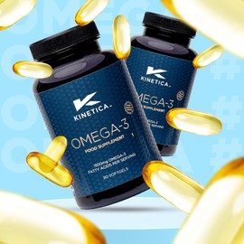 Kinetica Sports Omega-3 Fish Oil | 1500mg Omega-3 Fatty Acids, 1000mg EPA & 500mg DHA/Serve, 45 Servings/90 Capsule Pack | 2 Capsules/Day | Reduces Muscle Soreness with Anti-Inflammatory Properties