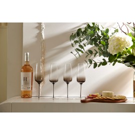 Aroma360 Hotel Collection - Copas de champaña con tallo ahumado | champaña negro ahumado y copas de cupé para elevar cada momento especial que requiera vino espumoso | 4 copas (champaña))