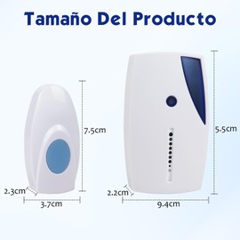 Dallfoll Timbre Inalámbrico,Timbre para Puertas con 1 Transmisor y 1 Receptor,Timbre Impermeable,3 Niveles de Volumen Ajustable con 36 Melodías,LED Indicador,Alcance a 100M, Casa,Oficina,Hotel,Almacén