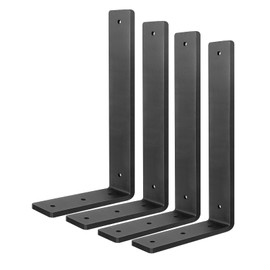 Floating Shelf Bracket 8 Inch, 4 Pack Heavy Duty Shelf Brackets, Black Wall Shelf Bracket for DIY Decorative with Mounting Hardware