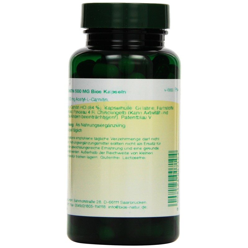 Bios Acetyl-L-Carnitine 500 mg, 100 Capsules, Pack of 1 (1