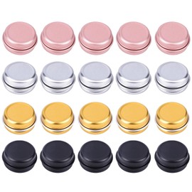 Pack of 20 Mini Aluminium Boxes, Round Metal Boxes, Cosmetic Packaging Boxes, Travel Accessories, Storage Boxes for Small Items