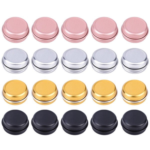 Pack of 20 Mini Aluminium Boxes, Round Metal Boxes, Cosmetic
