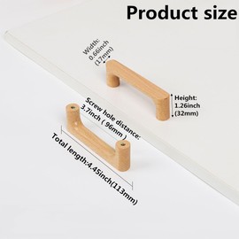 SYZOW Pack of 6 Cabinet Handles, Wooden Handles, Hole Spacing 96 mm Handle, Furniture Handle, Beech Wood Handle, Cabinet Doors for Cupboard, Drawer