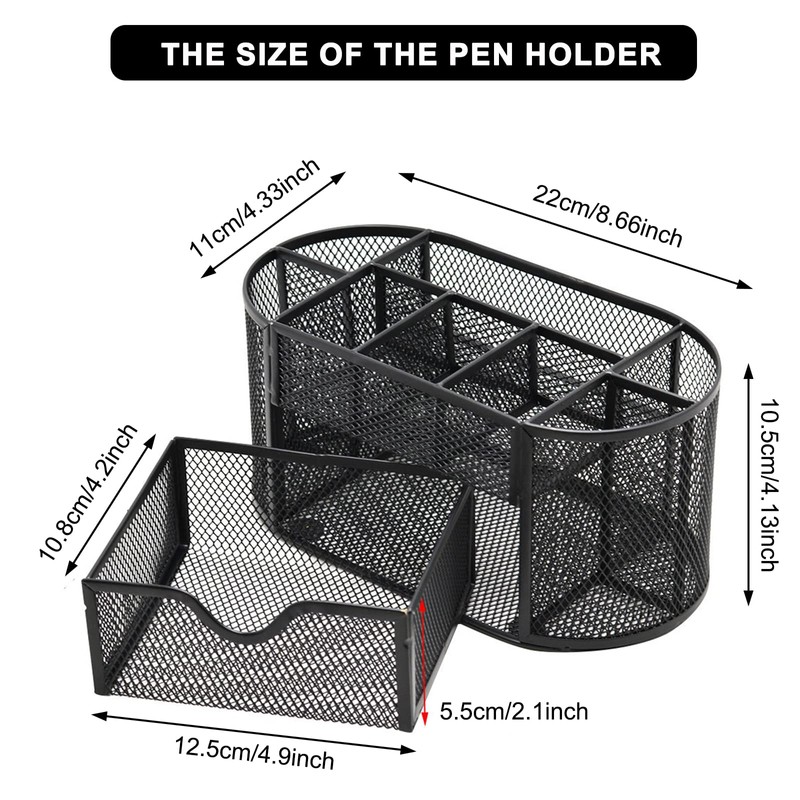 Cayxenful Mesh Desk Organizer Desktop Office Storage Multi-functional Pen Holder