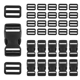 Pack of 10 Click Fastener Buckles with 20 Ladder Buckles, 25 mm Buckle, Buckles and Clasps, Replacement Buckle Buckle, Buckle Closure for Repair Luggage, Backpack, Straps