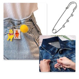 12 Pcs Heavy Duty Blanket Pins,LIUHUIZEYU Safety Pins 6.4cm /2.52inch Brooch Pins with 3 Holes for Clothes Leather Canvas Blankets Crafts Skirts Kilts Pants and Skirts to Change the Waist Pin