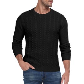 Sailwind Men's Crewneck Pullover Sweater Casual Knitted Twist Sweaters Black