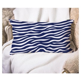 EKOBLA Zebra Stripe 12x20 Pillow Case Distressed Navy Blue White Animal Skin Print Wave Decorative Pillow Covers Cotton Linen Cushion Cover for Home Sofa Couch Decor 12x20 Inches