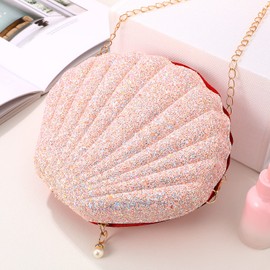 Clutch Glitter Shell Bag Purse Mermaid Costume Shell Shoulder Bag Chain Shoulder Evening Bag for Women Girls Ceremony Wedding Party Pink, pink