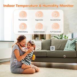 MeesMeek Room Thermometer Indoor Humidity Meter Temperature Monitor Hygrometer Humidity Sensor with Comfort Indicator LCD Large Digital Display for Babyroom Office Wine Cellar Warehouse(4)