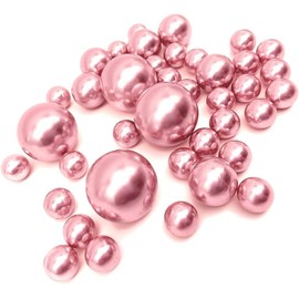 75 Floating Blush Light Pink Pearls - Large Sizes- Fills 1 Gallon of The Floating Transparent Water Gels for Your Vases- Pre-Measured Gels Prep Bag- and 3 Warm White Submersible Fairy Lights Strings