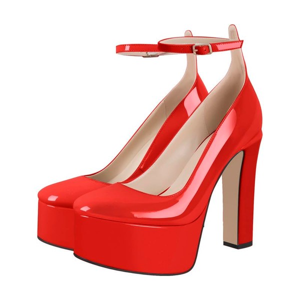 blingqueen Women's Platform High Heels Mary Jane Pumps with Block