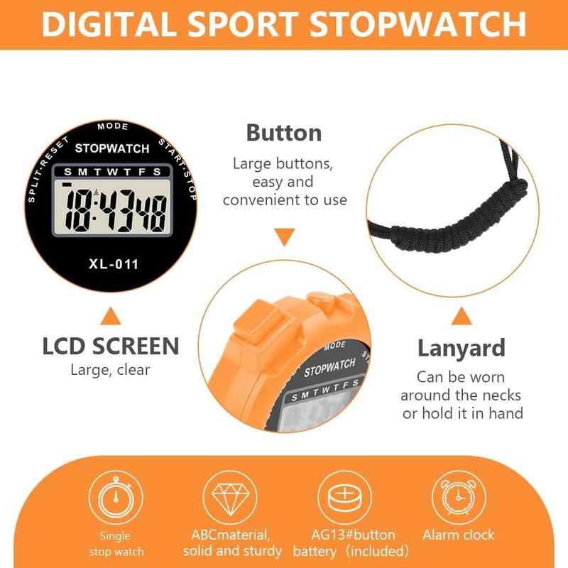 Digital Sports Stopwatch, Multi-Function Digital Sports Stopwatch Large Display, Single