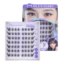 Self Adhesive Lash Clusters DIY Eyelash Extensions C Curl Natural 56Pcs Pre-Glued Cluster Lashes 11.5-13MM No Glue Individual Lashes Self Application at Home(Dudu Fox)