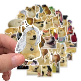 Doge Stickers for Laptop (Pack of 50), Gift for Children, Teenagers, Adults, Boys, Dog Meme Stickers, Waterproof Vinyl Stickers for Scrapbooking, Skateboard, Car, Luggage