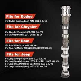 JUMOPARTS 5048029AA Left Side Exhaust Camshaft Compatible with Jeep Grand Cherokee L WK Gladiator Wrangler For Dodge Durango For Chrysler Pacifica For Chrysler Voyager For Ram ProMaster 1500/2500/3500 2016-2024