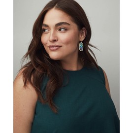 Kendra Scott Elle Drop Earrings for Women, Fashion Jewelry, Rhodium-Plated, Iridescent Dichroic Glass